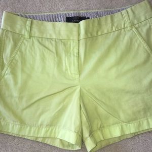 JCrew pale lime green shorts 4 inch